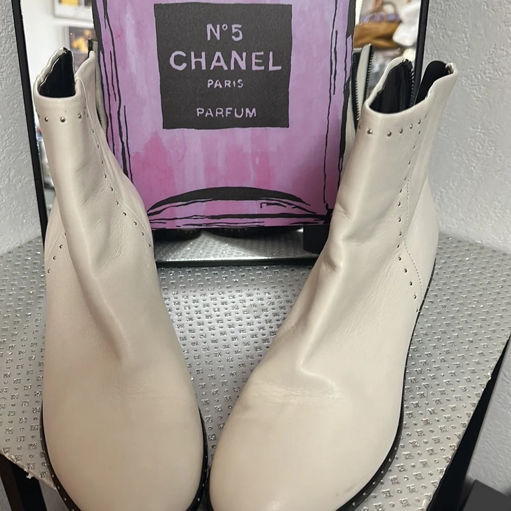 RAG & BONE Rover Leather Ankle Booties, Size 37.5 - Picture 2 of 8